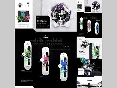 RHS Skateboards - Rabid Rabbit art direction branding design ecommerce exploration grid grid layout interface logo mockup skateboard social ui ux web design