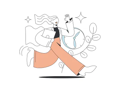 WORK HOURS / illustration series pack art clock graphic hour hurry illustration outline ui vector web work