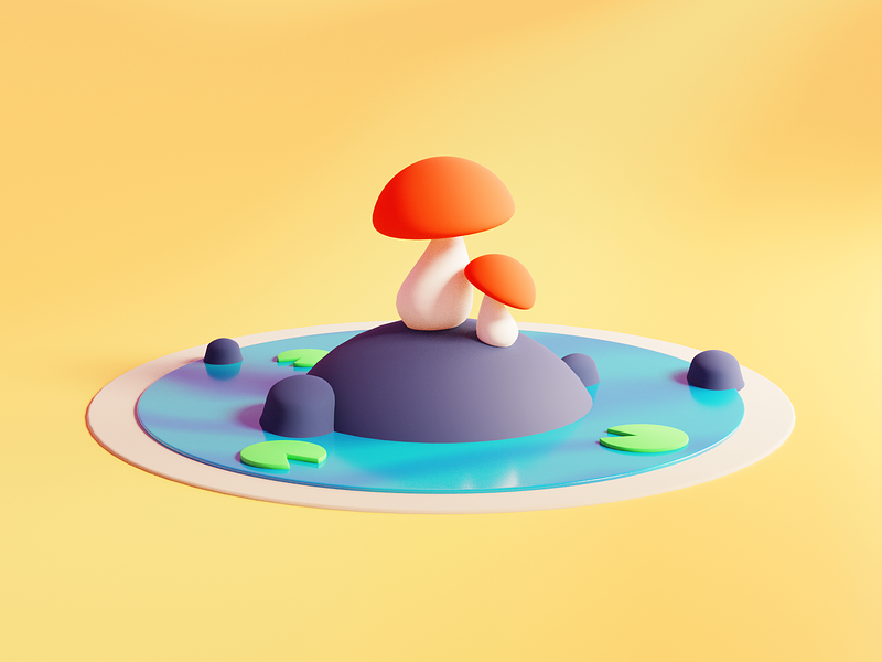 Inktober 03 - Mushrooms 3d blender cartoon concept cute illustration inktober mushroom