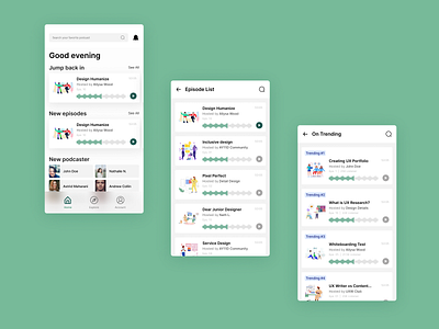 Podcast App - Exploration app design exploration ui