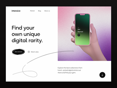 Intensive - Landing Page app bitcoin blokchain design layout minimalist mobile app product rarity ui ux web design web3