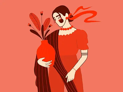 The Fragility of Beauty - Illustration art art design artistic design artwork beautiful woman creative creativity design digital art elegant design illustrate illustration insparation inspire inspired modern red vase woman and vase