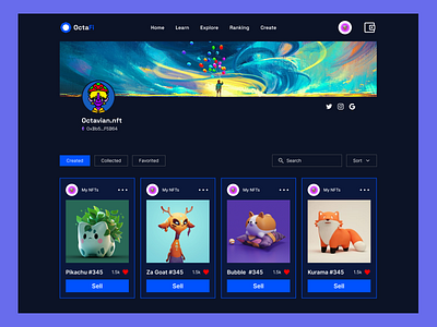 NFT - Collection Page app crypro defi design dex gamefi illustration nft uiux ux web3