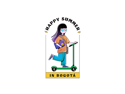 Happy Summer In Bogotá T-shirt. dribbble happy illustration stickermule summer vintage