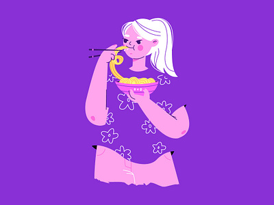 noodle character girl illustration noodle ramen