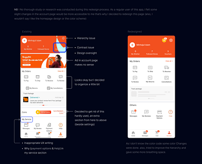 Daraz account page redesign app app design app redesign application application page case study colorful design designideas page redesign product design redesign redesign process ui ui design ux ux design ux ui redesign web web design