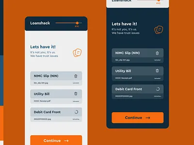 KYC Screen for a loan app design figma minimal ui xd