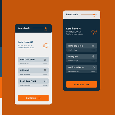 KYC Screen for a loan app design figma minimal ui xd
