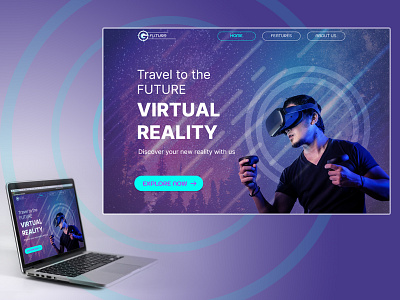 Home page design - virtual reality explore getstarted homepage ui virtual reality website design