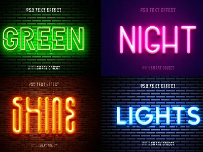 glow neon text effect bundle 3d background design effect effects font glowing graphic design light logo mock up mockup neon neon font neon light neon text realistic style text title