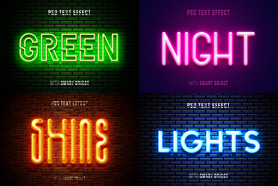 glow neon text effect bundle 3d background design effect effects font glowing graphic design light logo mock up mockup neon neon font neon light neon text realistic style text title