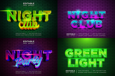 nightclub in glow neon text effect style mockup 3d background club design effect effects font glow graphic design light neon neon font neon light night night party nightclub style text text effect typography