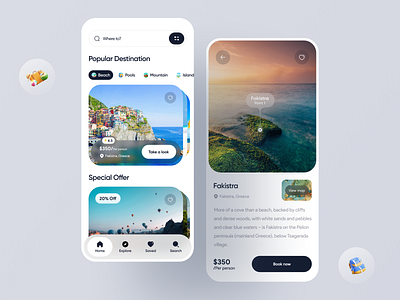 Travel mobile app design by Akash Das for Creative Mouse on Dribbble