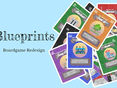Blueprints Boardgame Redesign boardgame cards city design ethnos game design illustration prototype