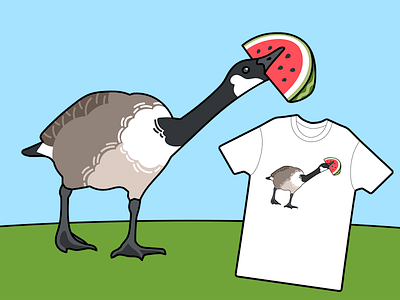 Summertime Goose animal flat goose illustration summer tshirt design vector watermelon