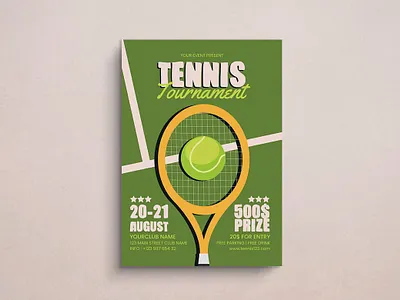 Tennis Tournament Flyer Mockup design flat design flyer graphic design illustration mockup