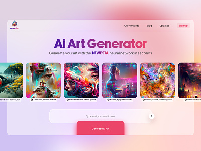 AI Art Generator aka Artificial Intelligence Art Generator ai artificial intelligence branding colour design font graphic design minimal saas landing typography ui uidesign uiuxdesign ux