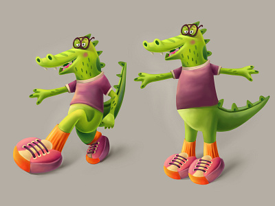 Crocodile character 2d animals cartoon characters crocodile draw graphic design illustration