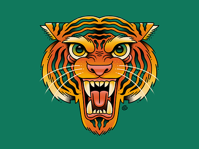 El Tigre animal cat character drawing face gradient head illustration sticker stripes symmetrical symmetry tiger