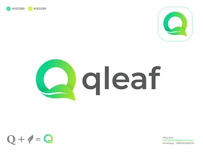 Qplant Logo Mark | Q Letter + Leaf Icon agriculture brand identity branding eco gradient logo graphic design green logo icon inspiration leaf logo leaves logo nature organic plant q q letter symbol typography vegan