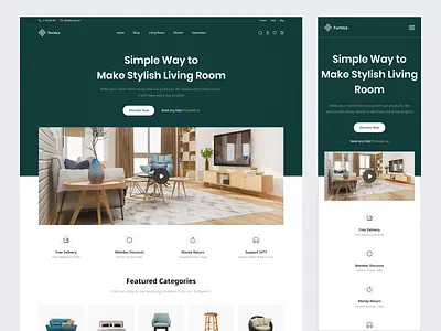 Furnica-Furniture Website & Responsive Design animation branding clean ecommerce fashion furniture graphic design illustration landing page logo minimal mobile mobile responsive motion graphics nft responsive trend uiux website