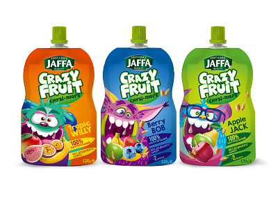 Package Design for fruit puree children fruit children packing design packing fruit graphic design monsters pack package packing
