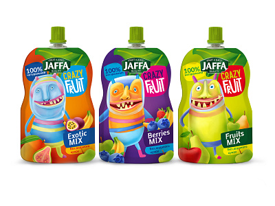 Package Design for fruit puree baby baby label children childrens packing design packing fruit kids labels monsters pack package packing
