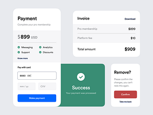 Payment Components by Vishnu Prasad on Dribbble