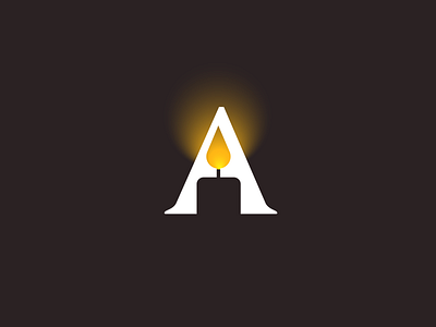 A and candle a brand branding candle design elegant fire flame illustration letter logo logotype mark minimalism minimalistic modern negative negative space sign space