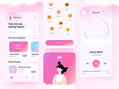 Meditation Mobile App - Animation animation design meditation meditationapp mobile app mobile app design mobile design principle ui uidesign yogapp