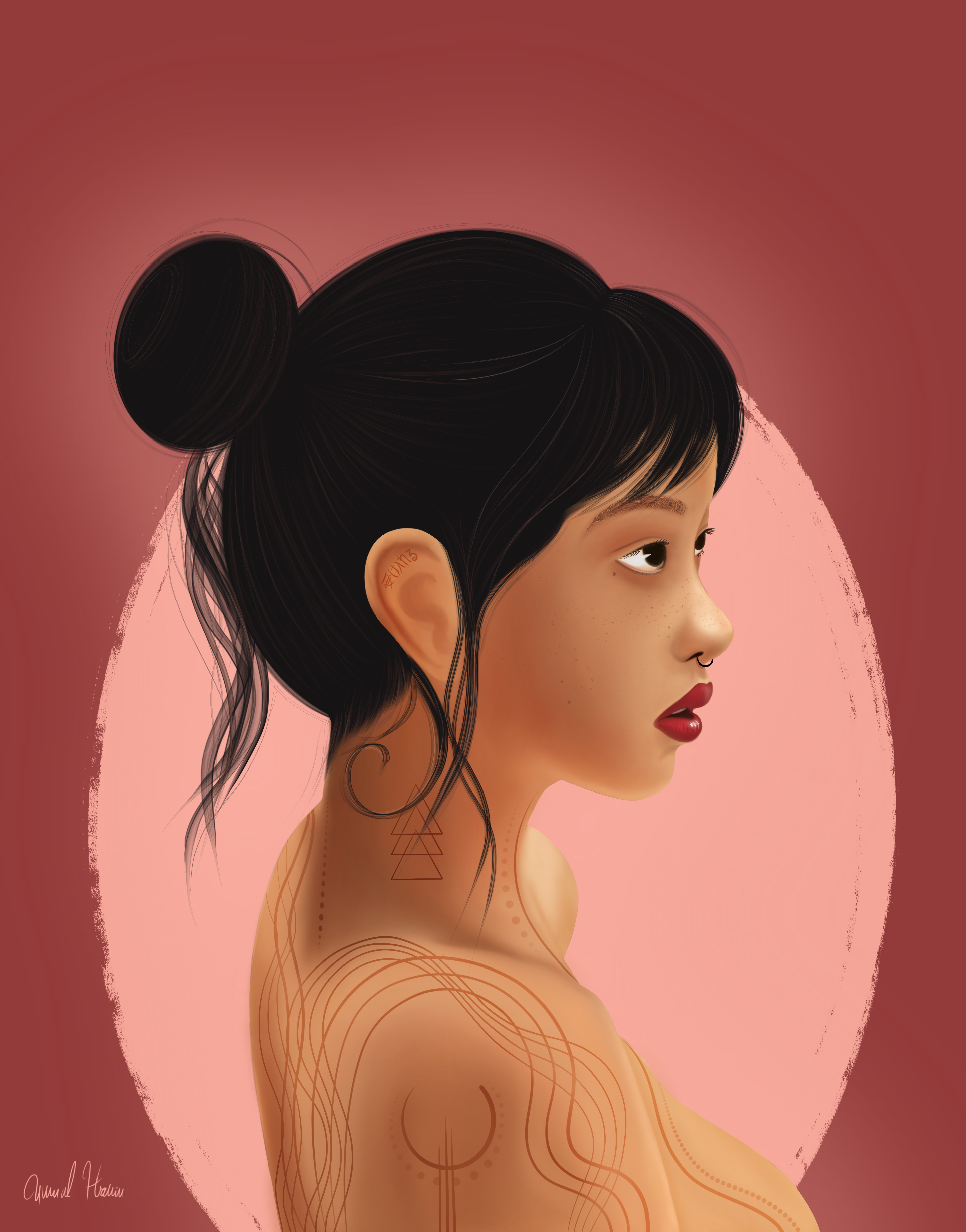 Digital drawing-Woman Portrait 3d animation branding design digital drawing graphic design illustration logo motion graphics procreat ui vector