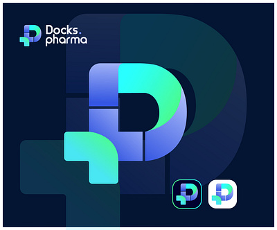 DOCKS PHARMA LOGO DESIGN branding design designalogo dletterlogo letterlogo logo logoconceptdesign logodesign logotype modernlogo pharmalogo pmodernlogo