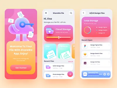 File Manager App application apps design file flow gradient manager ui ux