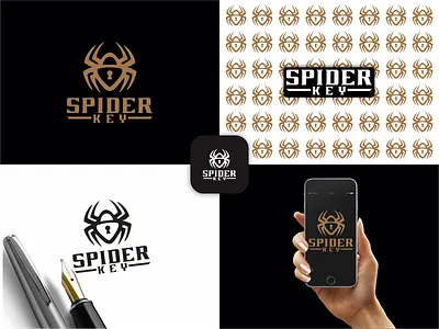 logo spider key branding design graphic design illustration key logo spider typography ux vector
