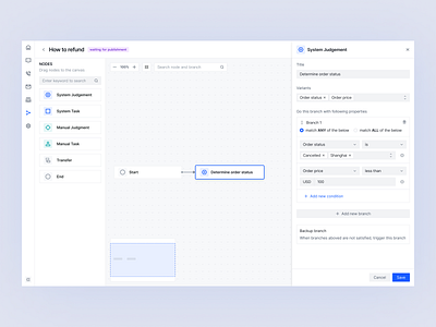 Node setting panel for a flow builder builder design enterprise figma flow product design saas tool ui web web design