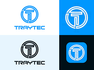 Traytec Logo Design app icon brand brand identity branding branding design company logo design geometric logo grid logo icon kawsar patwary kawsarpatwary5 logo logodesign tech logo traytec traytec logo traytec logo design ui wordmark logo