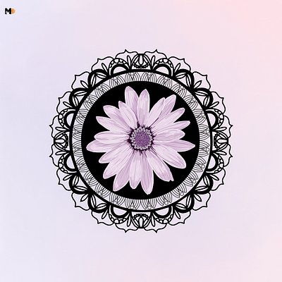 Mandala with purple daisy art artist design graphic design illustration illustrator mandala mandala art mandala design photoshop vector