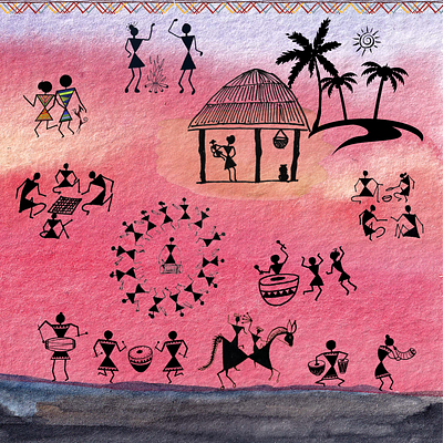Warli Art art artidt design graphic design illustration illustrator photoshop vector warli warli art
