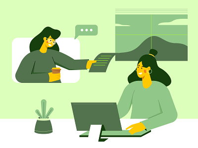 Collaboration for remote working collaboration cooperation desktop engaging flat illustration office remote worker remote working virtual meeting virtual worker woman working workspace zoom