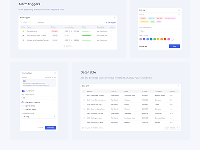 UI Elements - Data Table alarm code dashboard data data table design design system interface design layer modal panel settings ui ux visual system