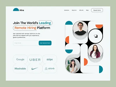Remote Hiring Platform freelance freelance marketplace freelancer hire online hiring hiring platform job board job offer job posting landing page management marketplace platform portal recruitment remote job uiux web design website work online