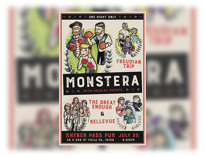 Monstera Gig Poster band design gig poster illustration monstera poster texture typography