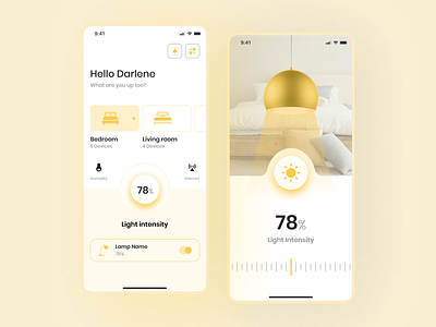 Smart Home Controller App after effects animation app app design brightness bulb clean control design home interface lamp light minimal mobile motion design smart home trend ui ux