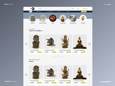 Moon Antiques Website antique brand branding design diya goddess gods graphic design idols illustration logo typography ui ux vector vintage website