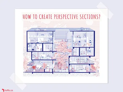 Perspective Section Drawing 3d adobeillustrator affinitydesigner ai architectural drawing architecture building cad flatvector graphic design illustration perspective section sketchup