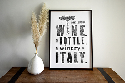 A winery in Italy. art black and white design illustration letterpress print relief print