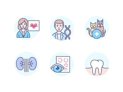 Medical professions - line icons design doctor healthcare icon line medicine profession research service style vector