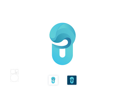 U+Wave Logo Concept appicon applogo aqua brandidentity branding colorful goldenratio logo gradient letter logodesign minimal modern ocean logo sea surf u u letter logo water wave waveform