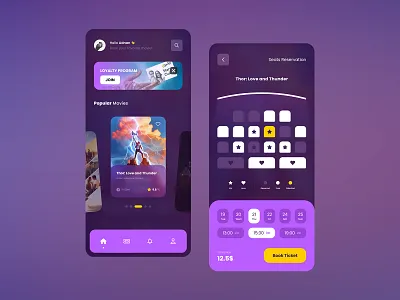 Cinema Tickets Mobile App cinema design mobile app tickets ui ux