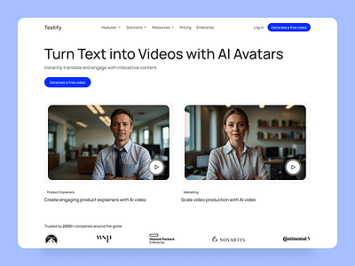 Texify - An AI Video Generation SaaS Landing Page ai ai video generator branding home page landing page saas ui ui design ux ux design web design